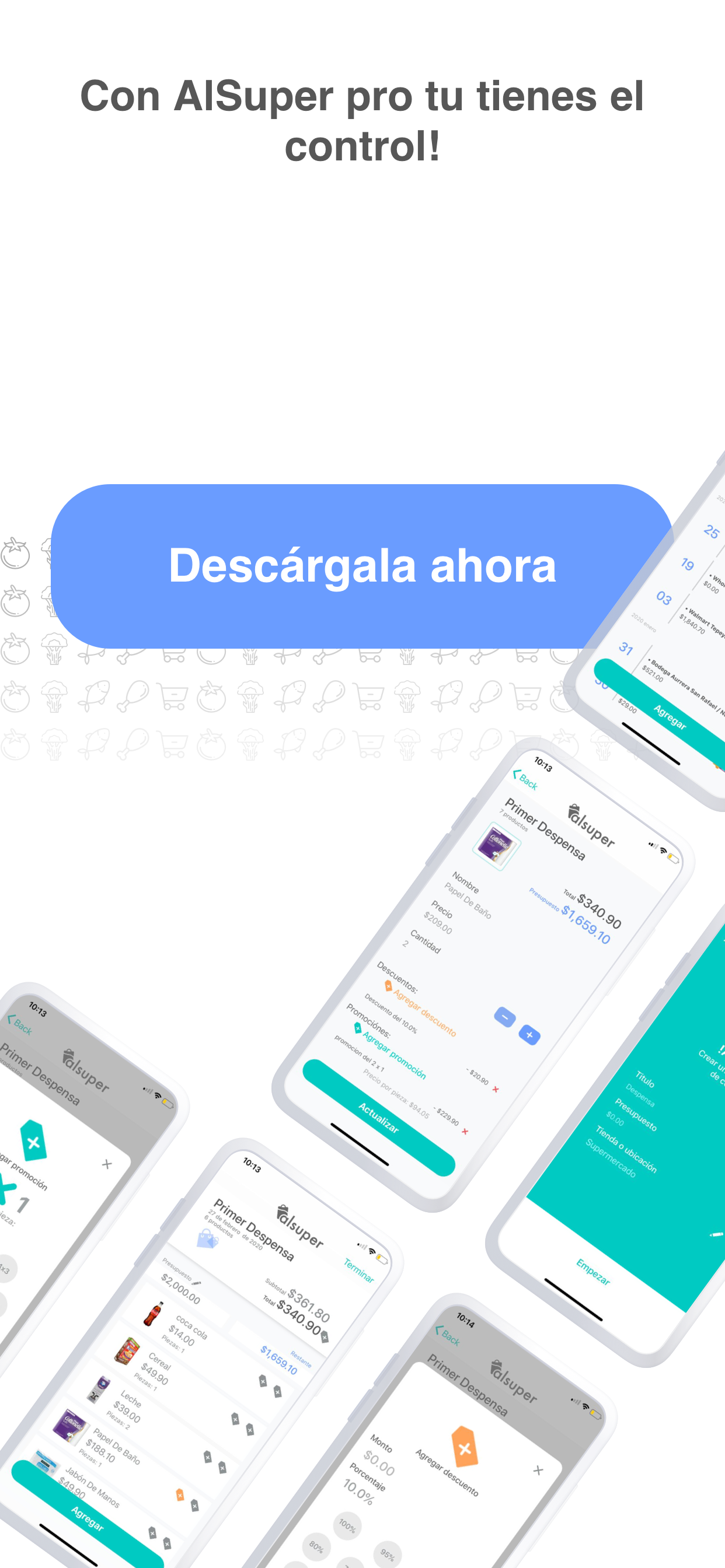 Pantalla de historial de visitas y compras en Alsuper Pro