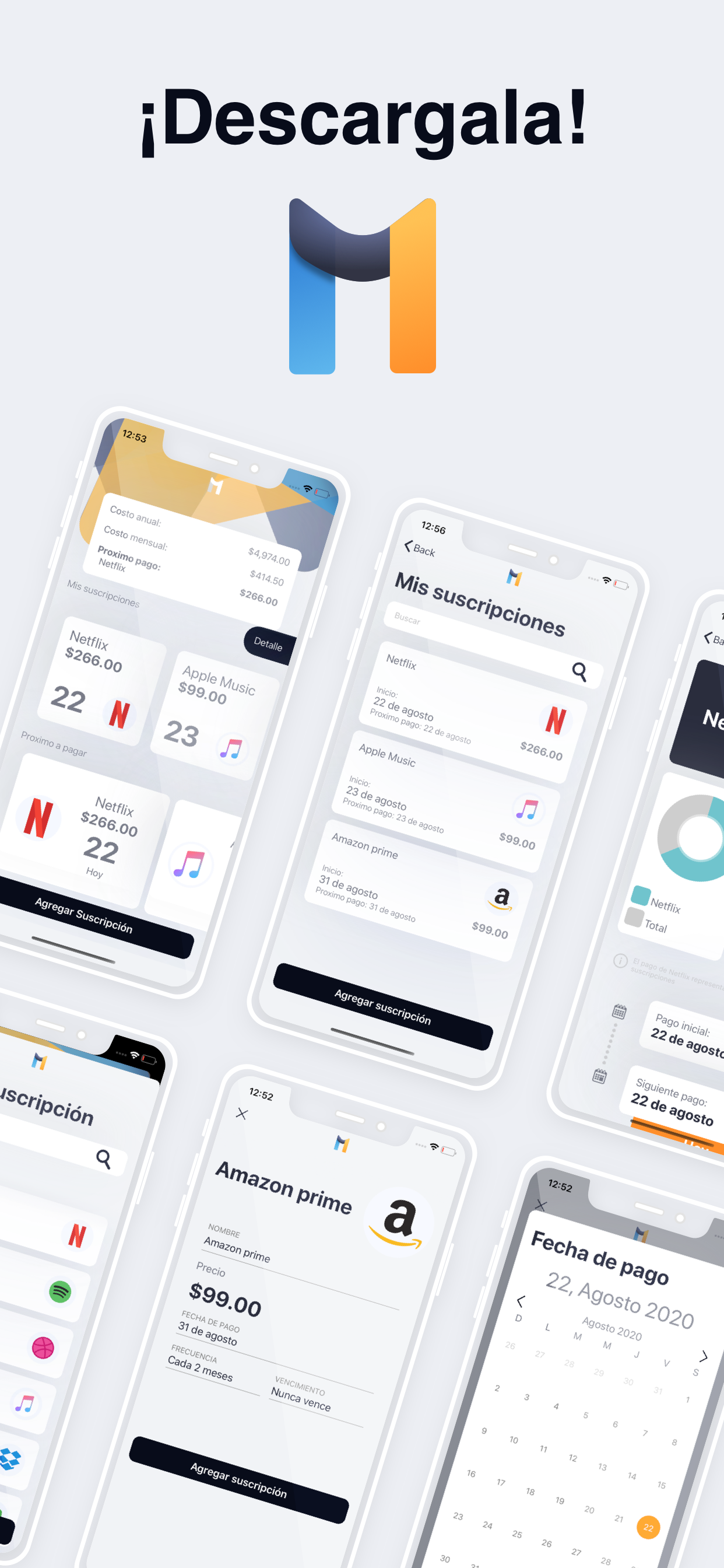 Mockup de una aplicación móvil publicada por Moobile